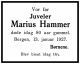 Dødsannonse Marius Hammer