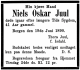 Dødsannonse Niels Oskar Juul