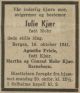 Dødsannonse Julie Cecilie Mohr