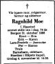 Dødsannonse Ragnhild Moe