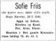 Dødsannonse Sofie Friis