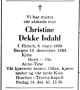 Dødsannonse Christine Dekke Isdahl, født Hirsch