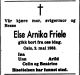 Dødsannonse Else Arnika Friele