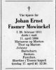 Dødsannonse Johan Ernst Fasmer Mowinckel