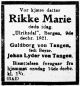 Dødsannonse Rikke Marie von Tangen