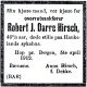 Dødsannonse Robert Jacob Darre Hirsch