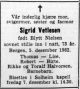 Dødsannonse Sigrid Vetlesen, født Blydt-Nielsen